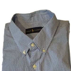 Ralph Lauren Men's Short Sleeve Blue Check Shirt XXL‎ Pink Polo Pony Logo
